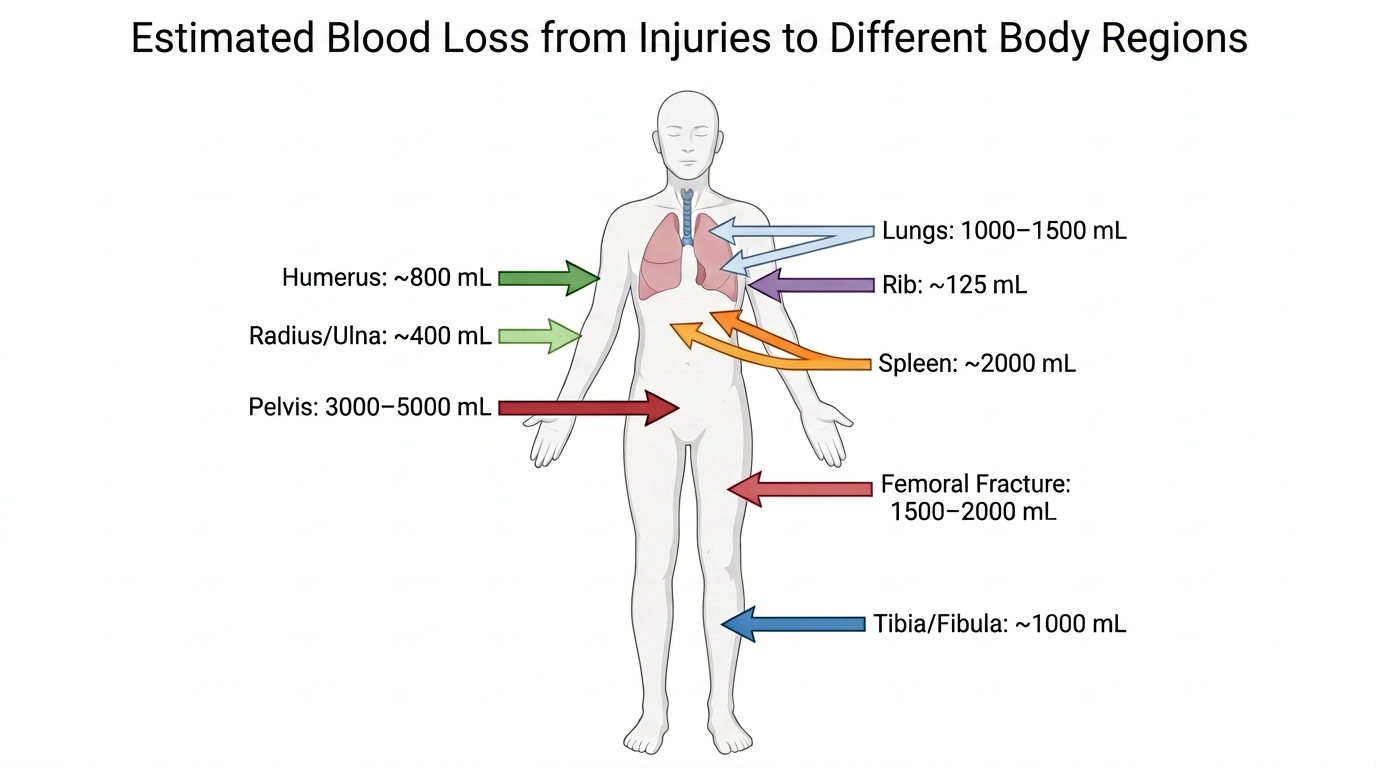Blood loss from different injuries